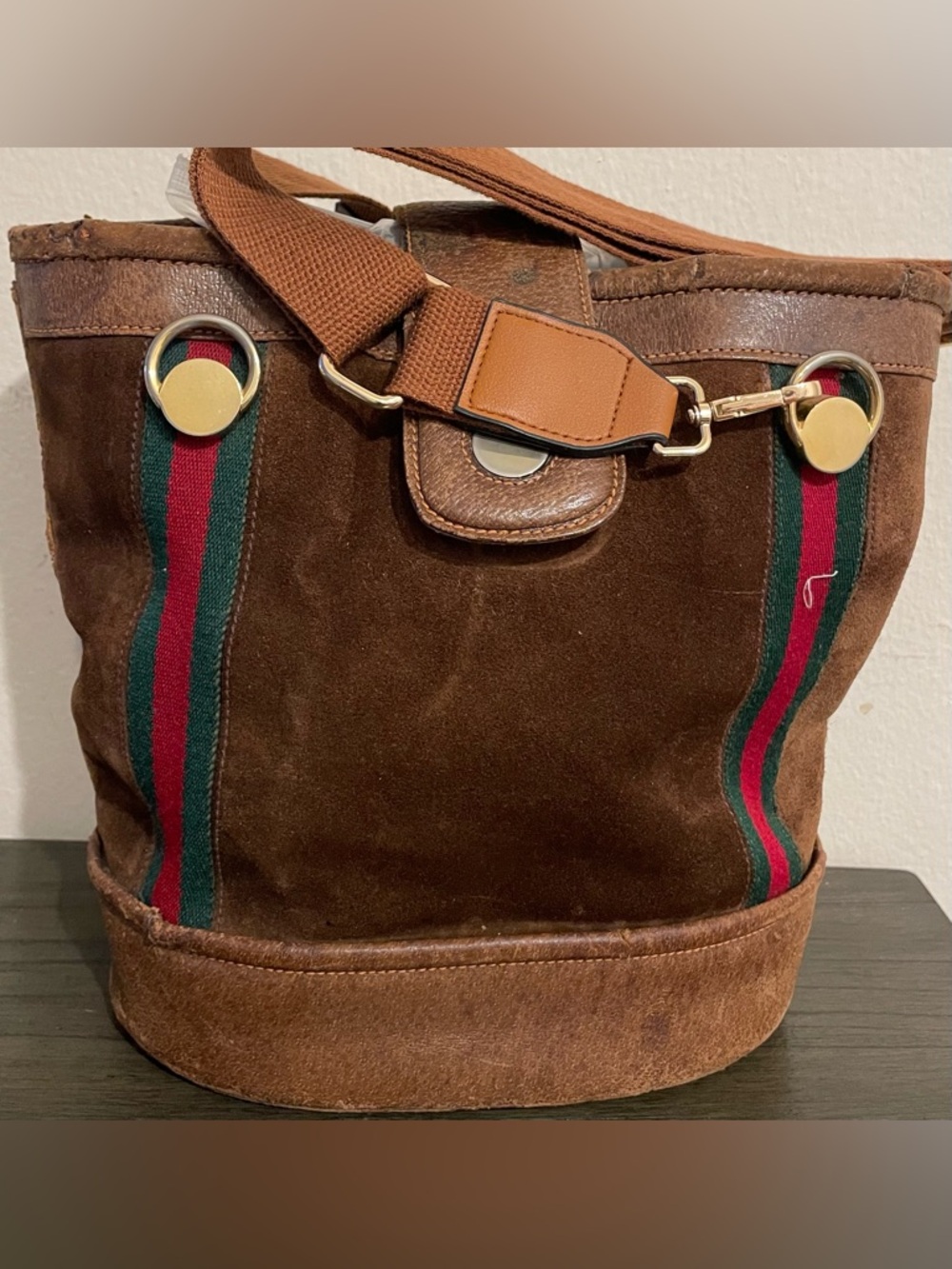 Gucci Brown Leather Interior Gold Logo